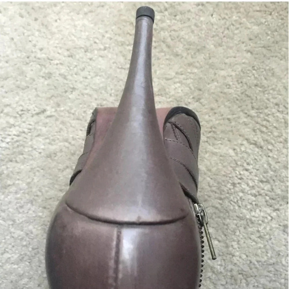 Joie santo crisscross leather bootie gold Cap toe wrap straps chocolate taupe - Picture 8 of 14